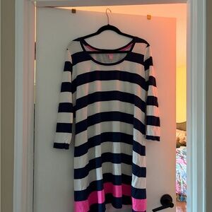 Striped Navy and Pink Woman’s Dress